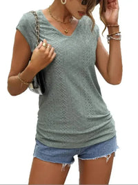 Eyelet V - Neck Cap Sleeve T-Shirt - Update AvenueT-ShirtsTrendsi1001003983035201001003983035209cacad5f04ef4b25807695e6d62d9893 - Max - OriginGreen