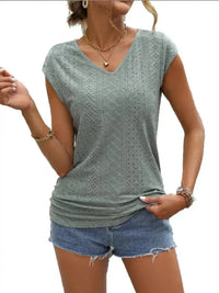 Eyelet V - Neck Cap Sleeve T-Shirt - Update AvenueT-ShirtsTrendsi100100398303520100100398303520e0d5dbcb63ab490ca1852adea3324a39 - Max - OriginGreen