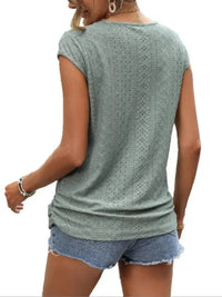 Eyelet V - Neck Cap Sleeve T-Shirt - Update AvenueT-ShirtsTrendsi100100398303520100100398303520374e7dd1580840fc907fa5b6f660ddda - Max - OriginGreen