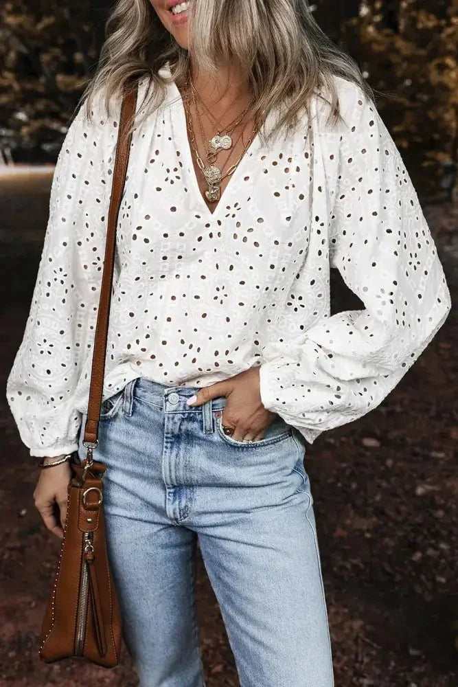 Eyelet V - Neck Long Sleeve Blouse - Update AvenueTrendsi100100095937864100100095937864fa8a36bb - d336 - 46a8 - b40a - 471bbc12fd04 - MaxWhite