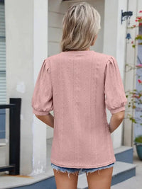 Eyelet V - Neck Puff Sleeve Casual Top - Update AvenueT-ShirtsTrendsi10010028057520210010028057520205bceea3ff2c4276b4ff3952b61700da - Max - OriginDusty Pink