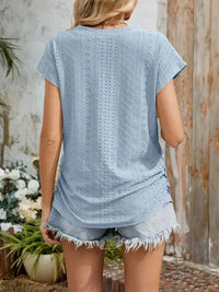 Eyelet V - Neck Short Sleeve Top - Update AvenueT-ShirtsTrendsi100100339041932100100339041932eb3d7ef0 - 92a3 - 4d05 - baca - 05cc7e3d1978 - Max - OriginLight Blue