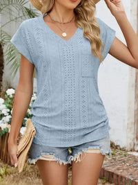 Eyelet V - Neck Short Sleeve Top - Update AvenueT-ShirtsTrendsi100100339041932100100339041932d87d4fb2 - 6dfb - 47fb - 89c0 - 4910c4e122ce - Max - OriginLight Blue