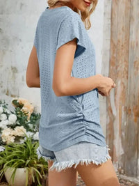 Eyelet V - Neck Short Sleeve Top - Update AvenueT-ShirtsTrendsi10010033904193210010033904193280079394 - 55a4 - 4eb6 - 88e9 - de7ba34ccf71 - Max - OriginLight Blue