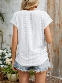 Eyelet V - Neck Short Sleeve Top - Update AvenueT-ShirtsTrendsi1001003390444821001003390444821e622182 - b337 - 4235 - 8448 - 642bafb1446a - Max - OriginWhite