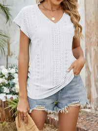 Eyelet V - Neck Short Sleeve Top - Update AvenueT-ShirtsTrendsi100100339044482100100339044482186d2f8e - 7d7d - 41d2 - 9dc5 - 3c94f8331a94 - Max - OriginWhite