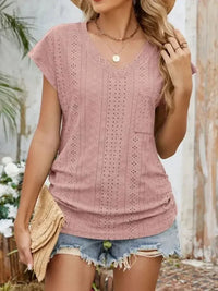 Eyelet V - Neck Short Sleeve Top - Update AvenueT-ShirtsTrendsi100100339044593100100339044593d53afb73 - 933c - 499b - 9d56 - 5ef86141bf99 - Max - OriginDusty Pink