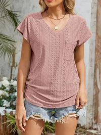 Eyelet V - Neck Short Sleeve Top - Update AvenueT-ShirtsTrendsi1001003390445931001003390445937e71e5c4 - 61c9 - 44a4 - 87c4 - 832380b60f1f - Max - OriginDusty Pink