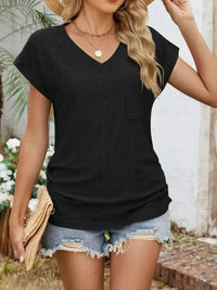 Eyelet V - Neck Short Sleeve Top - Update AvenueT-ShirtsTrendsi1001003390469241001003390469247d22d5dc - 2be3 - 4093 - 99d7 - 459be72079d0 - Max - OriginBlack