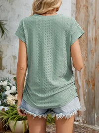 Eyelet V - Neck Short Sleeve Top - Update AvenueT-ShirtsTrendsi100100339047343100100339047343479aaa9e - 4d40 - 48b5 - a436 - 019a5b4502ce - Max - OriginSage