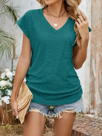 Eyelet V - Neck Short Sleeve Top - Update AvenueT-ShirtsTrendsi100100339047560100100339047560024eaf86 - eb1f - 4512 - a8a2 - 4e1deaf638b7 - Max - OriginTeal