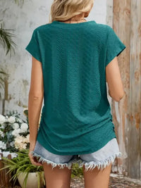 Eyelet V - Neck Short Sleeve Top - Update AvenueT-ShirtsTrendsi1001003390475601001003390475601e4e1d99 - 3deb - 4c36 - bccc - e97487eb9811 - Max - OriginTeal