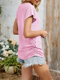 Eyelet V - Neck Short Sleeve Top - Update AvenueT-ShirtsTrendsi100100339049291100100339049291ff1ece2b - db7d - 44f1 - 9d45 - 4b5d4b208740 - Max - OriginPink