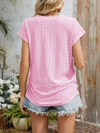 Eyelet V - Neck Short Sleeve Top - Update AvenueT-ShirtsTrendsi1001003390492911001003390492918a8f0d97 - 8696 - 417c - b58d - 0a303f58a683 - Max - OriginPink