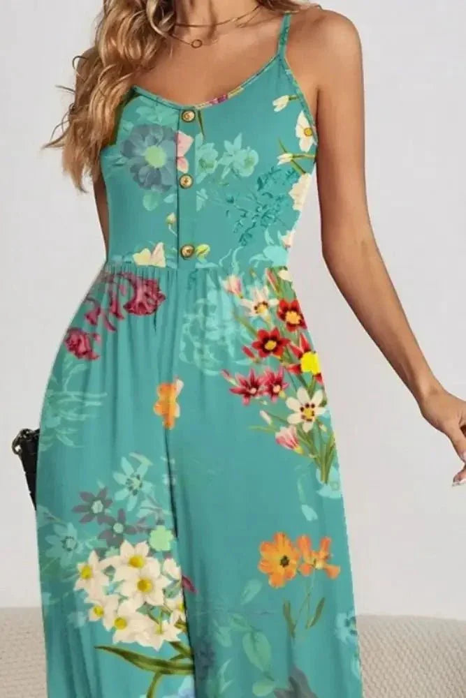 FAM - FAM Decorative Button Spaghetti Strap Wide Leg Jumpsuit - Update AvenueVacation StyleTrendsi100100766235216100100766235216abd28889 - c2e7 - 4550 - 8751 - d1ef0c280ab9 - MaxTurquoise