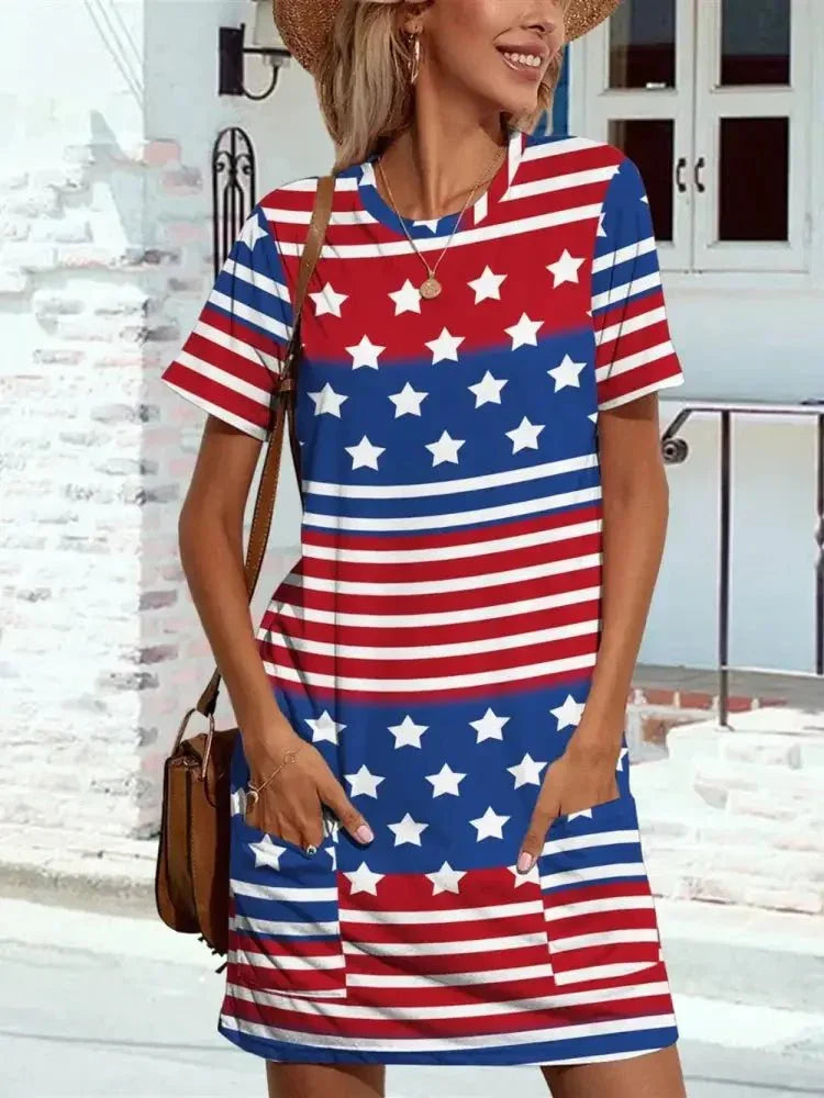 FAM - FAM Pocketd US Flag Printed Short Sleeve Dress - Update AvenueHonor the Stars and StripesTrendsi100100732491318100100732491318fcd81c3b - 857b - 4b48 - 80fb - f529e57523af - MaxRoyal Blue