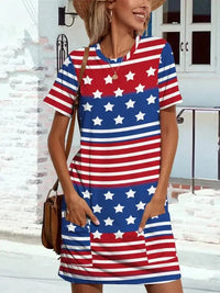 FAM - FAM Pocketd US Flag Printed Short Sleeve Dress - Update AvenueHonor the Stars and StripesTrendsi100100732491318100100732491318fcd81c3b - 857b - 4b48 - 80fb - f529e57523af - MaxRoyal Blue