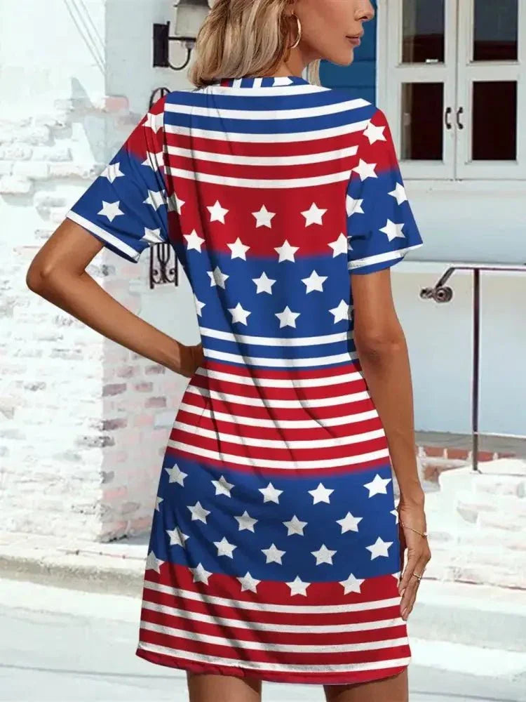 FAM - FAM Pocketd US Flag Printed Short Sleeve Dress - Update AvenueHonor the Stars and StripesTrendsi100100732491318100100732491318e9249862 - 9dac - 4222 - 8901 - f9c54722b0de - MaxRoyal Blue