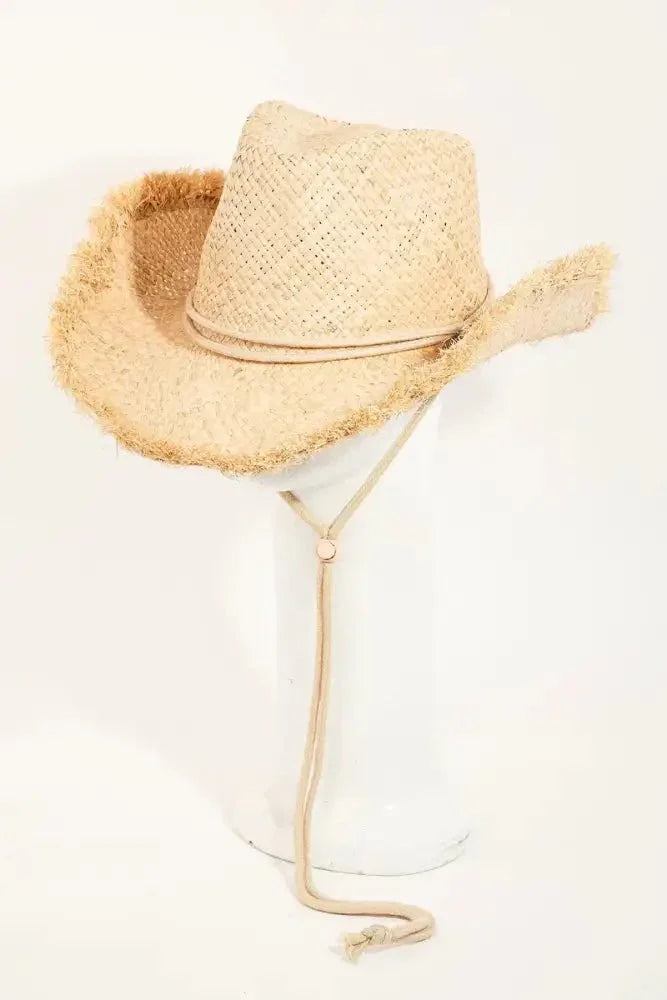 Fame Adjustable Strap Raw Hem Weave Hat - Update AvenueTrendsi100500638501818100500638501818Fame Adjustable Strap Raw Hem Weave HatIV