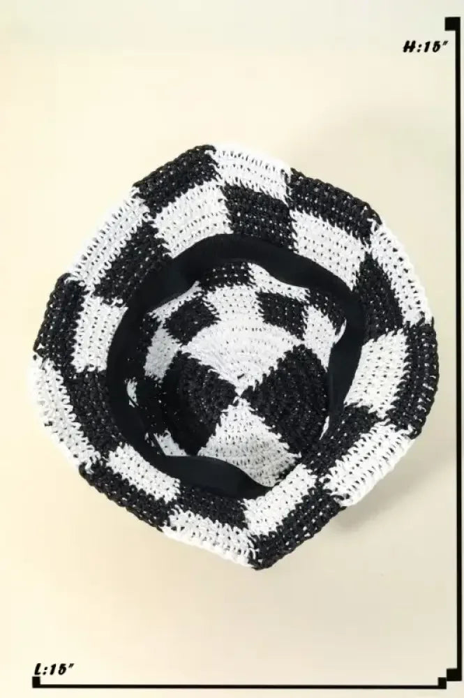 Fame Checkered Pattern Knit Bucket Hat