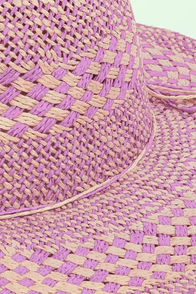 Fame Checkered Straw Weave Sun Hat - Update AvenueTrendsi100500159901298100500159901298Fame Checkered Straw Weave Sun HatPU