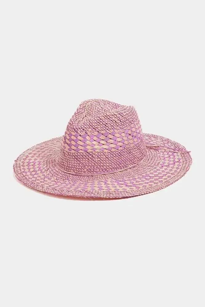 Fame Checkered Straw Weave Sun Hat - Update AvenueTrendsi100500159901298100500159901298Fame Checkered Straw Weave Sun HatPU
