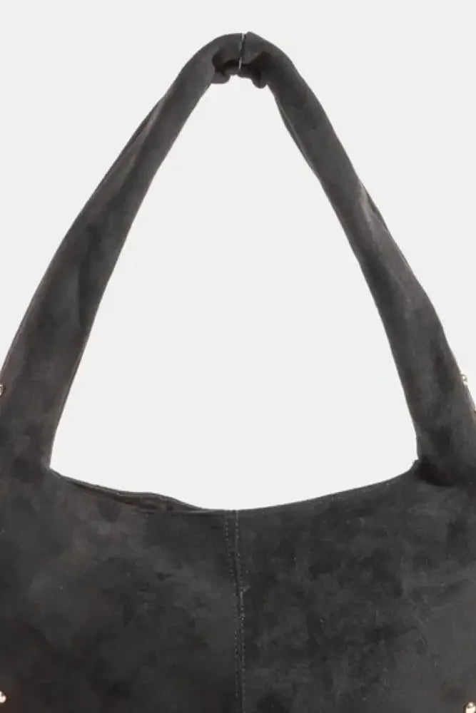 Fame Metallic Studded Faux Suede Hand Bag