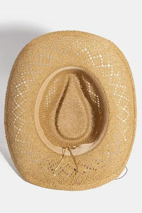 Fame Turquoise and Shell Star Beads Strap Western Straw Hat