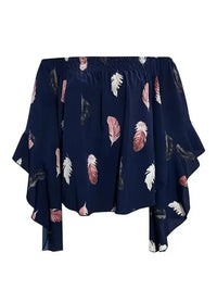 Feather Print Smocked Off - Shoulder Blouse - Update AvenueTrendsi10010158173439510010158173439558c46fb70f2b49b0981fd15ea60d1ab9 - MaxDark Blue