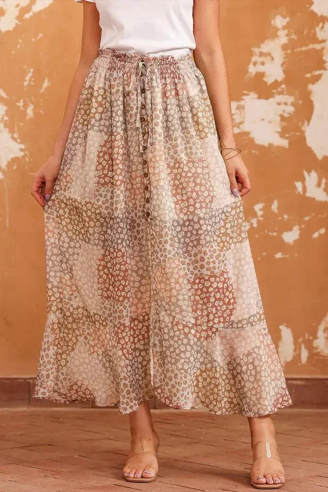Floral Buttoned Front Slit Skirt - Update AvenueBoho VibesTrendsi100102066813869100102066813869626a4baf7a2f43e789ccfbd32180136b - MaxFloral