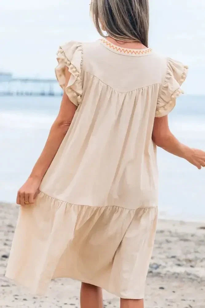 Floral Embroidery Pom Pom Ruffle Sleeves Mini Dress - Update AvenueTrendsi100100982166577100100982166577333e5428 - 9c1c - 4059 - 8599 - 002ece728049 - MaxBeige