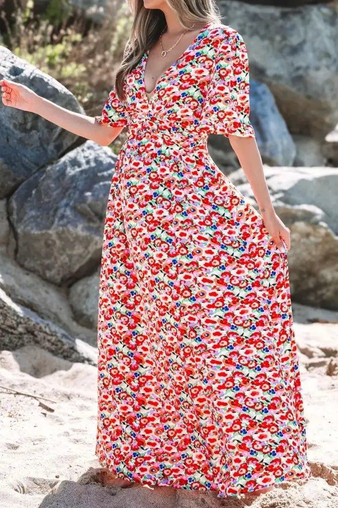 Floral Half Sleeve Deep V Neck Cutout Back Maxi Dress - Update AvenueEffortless Elegance: DressesTrendsi1001009190153341001009190153343f8a5452 - 2f08 - 4d0c - 8e9b - 10284579b5d5 - Max - OriginFloral