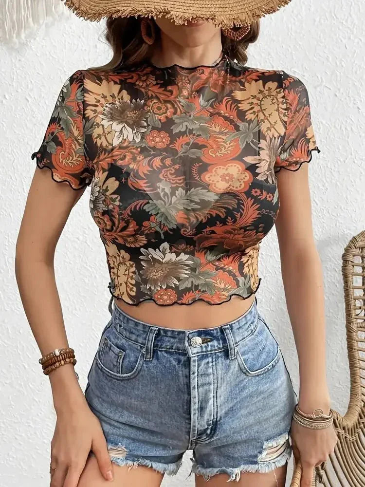 Floral Mesh Crop Top with Lettuce Trim - Update AvenueT-ShirtsTrendsi100100451449568100100451449568f08713e27df24109acd79c8bca4e4576 - Max - OriginBlack