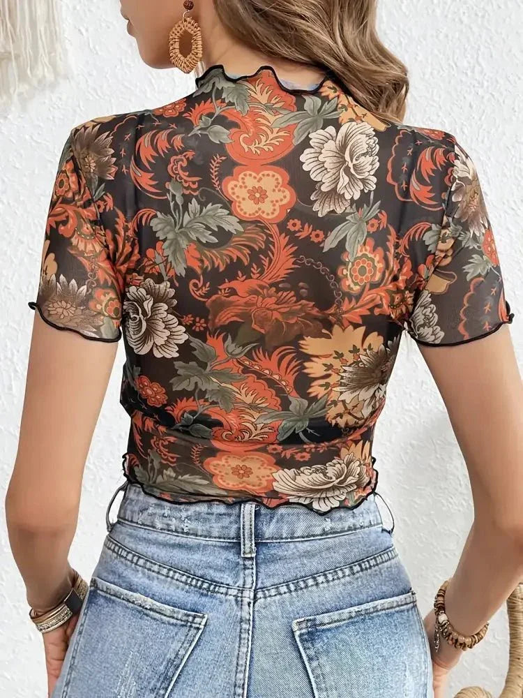 Floral Mesh Crop Top with Lettuce Trim - Update AvenueT-ShirtsTrendsi1001004514495681001004514495681262c5fed2794e30a97dfc12a4d95f54 - Max - OriginBlack