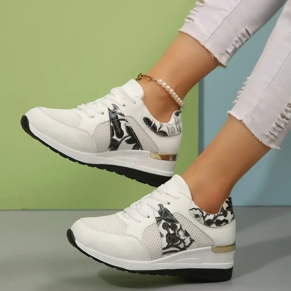 Floral Mesh Wedge Athletic