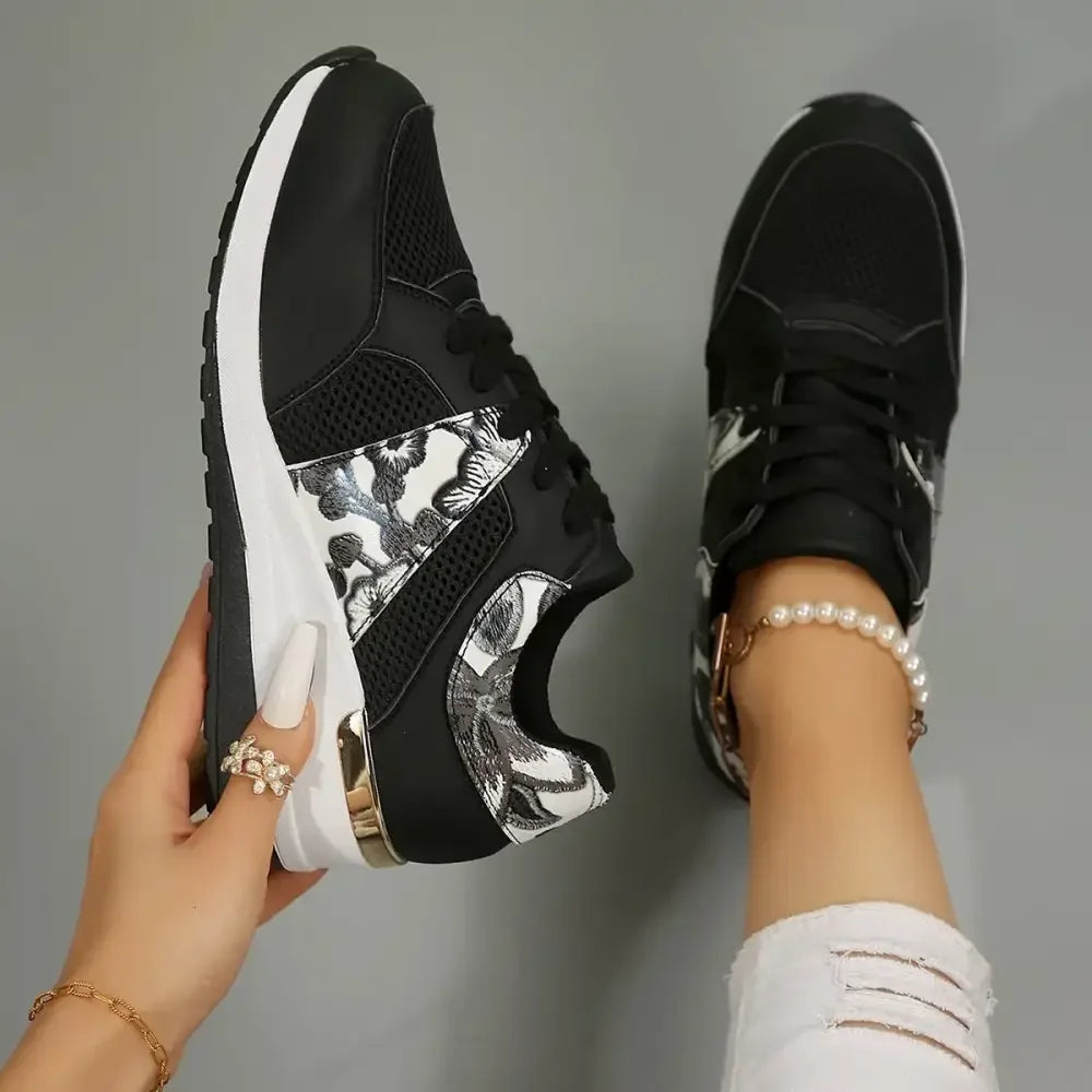 Floral Mesh Wedge Athletic
