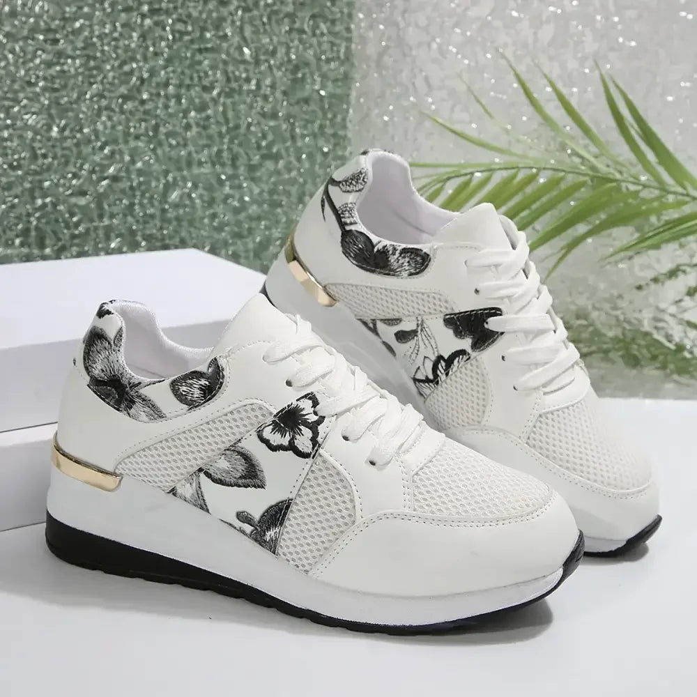 Floral Mesh Wedge Athletic