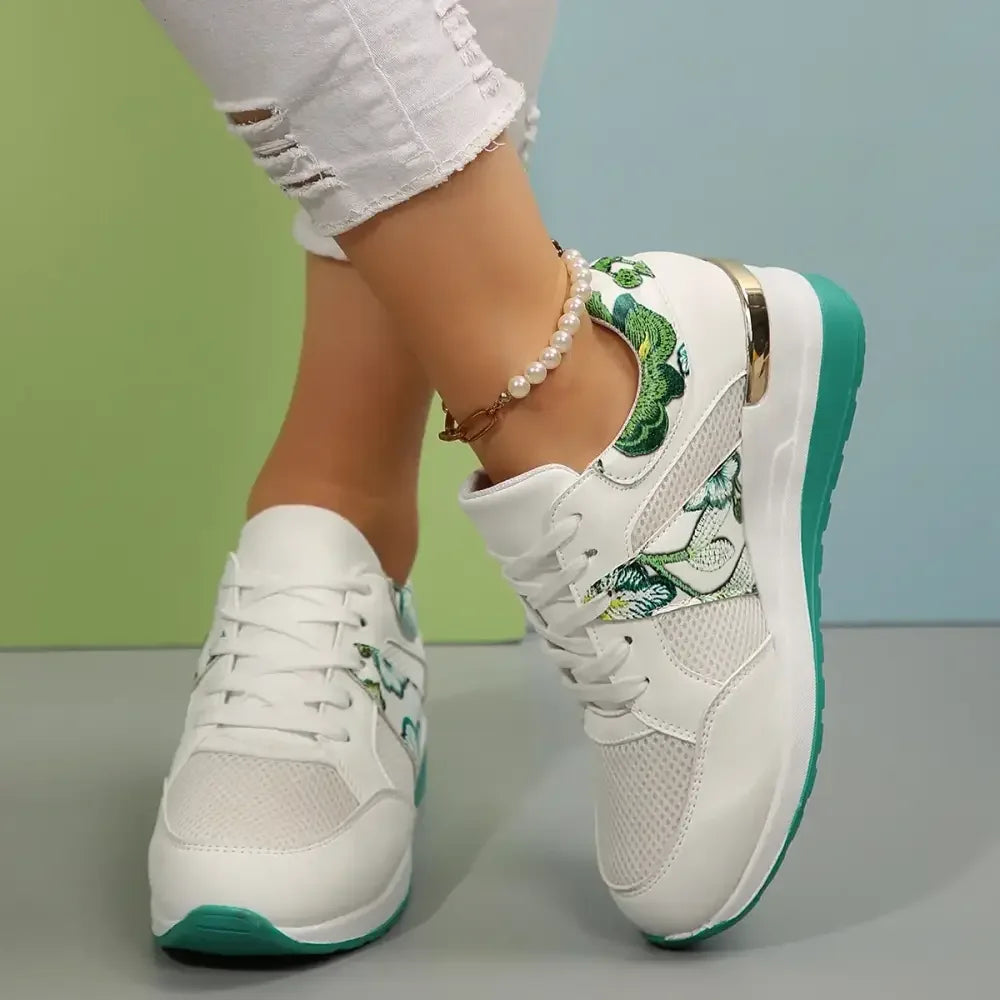 Floral Mesh Wedge Athletic