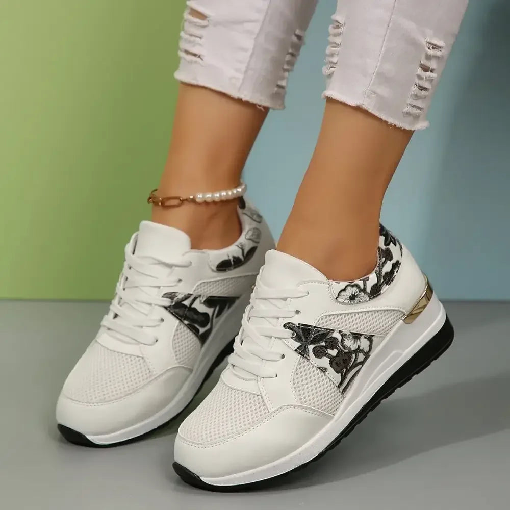 Floral Mesh Wedge Athletic