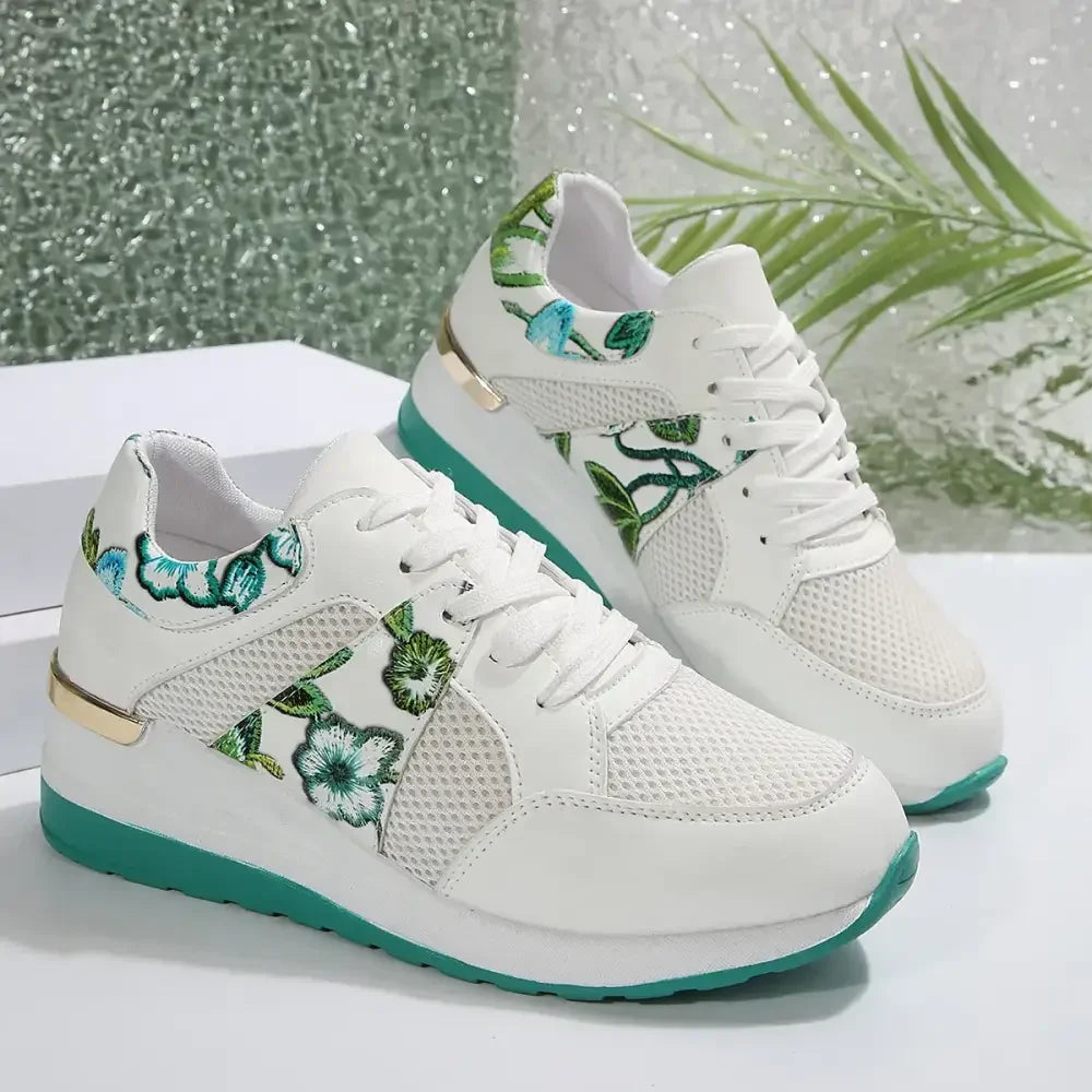 Floral Mesh Wedge Athletic