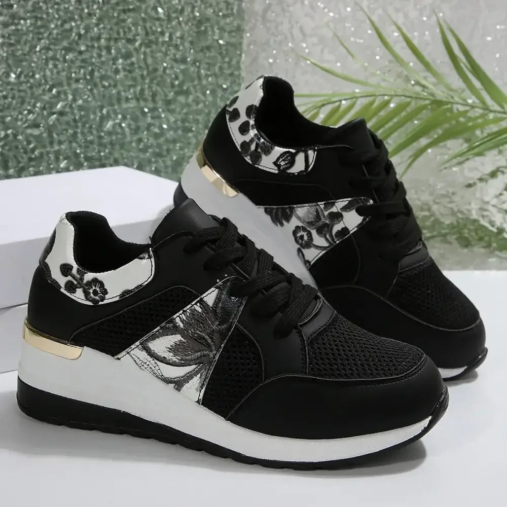 Floral Mesh Wedge Athletic