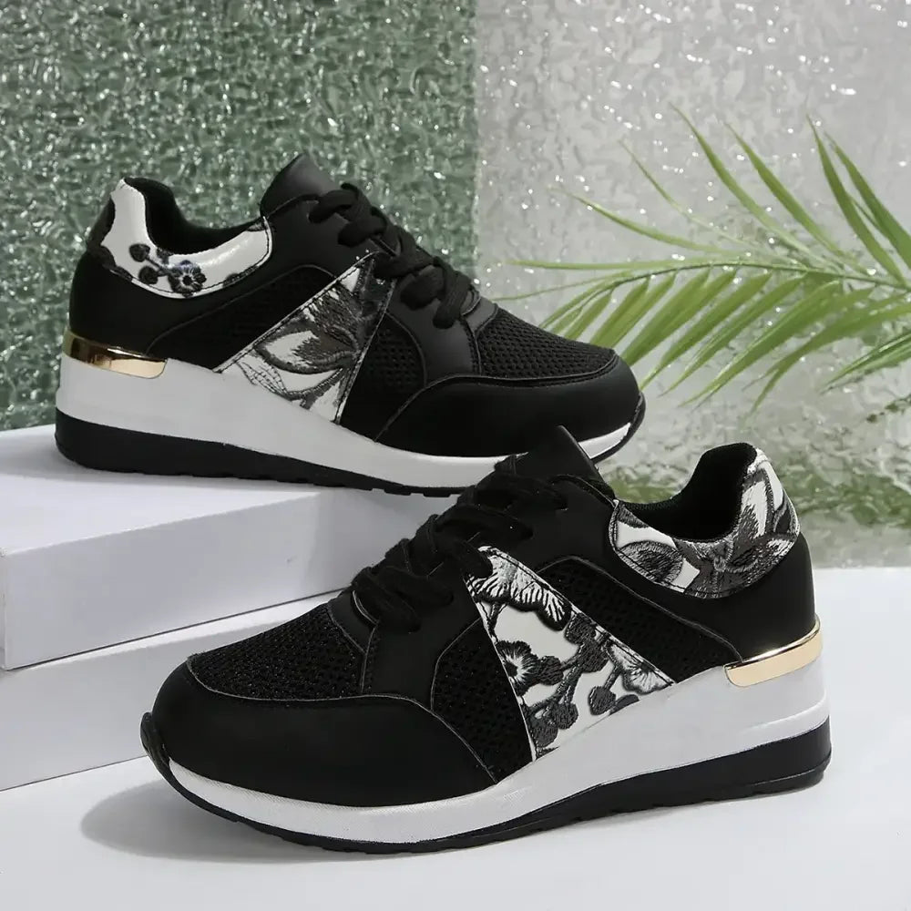 Floral Mesh Wedge Athletic