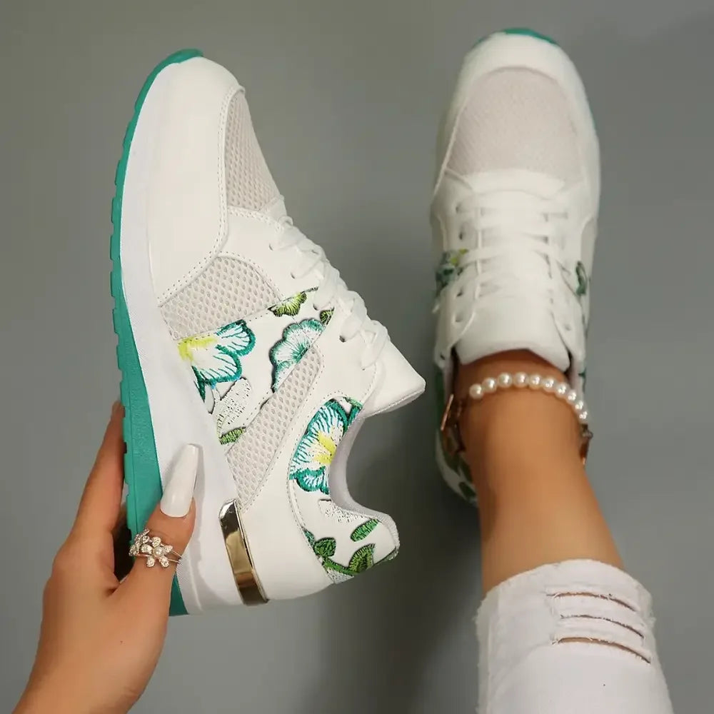 Floral Mesh Wedge Athletic