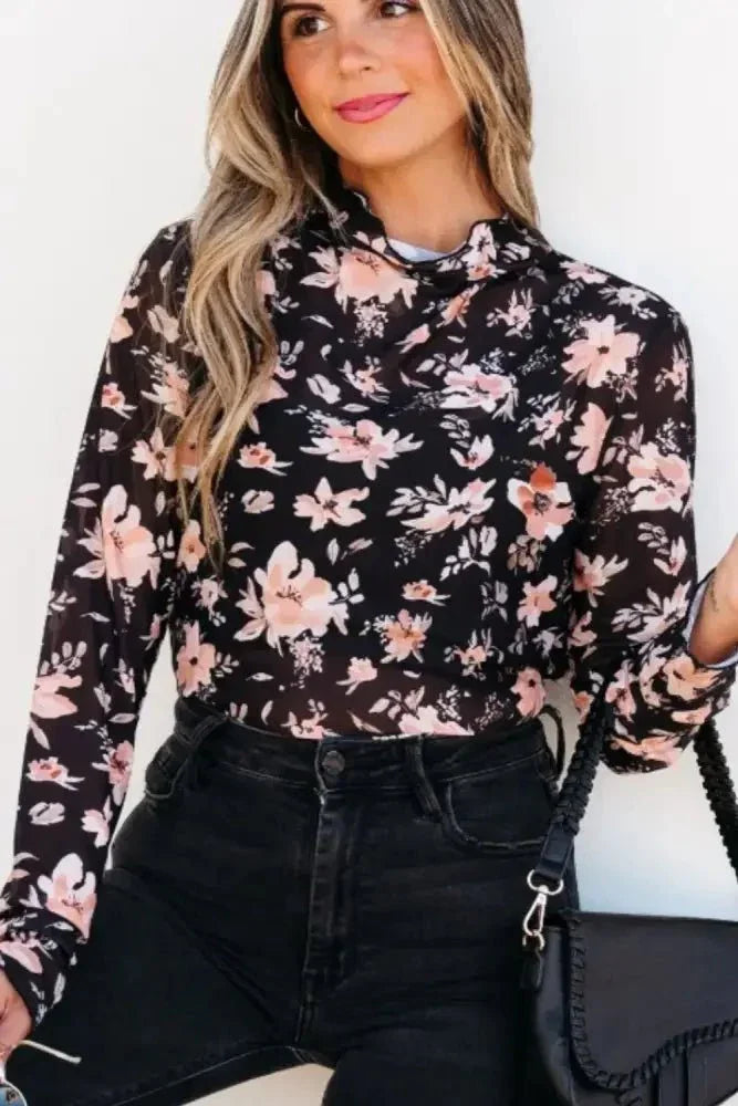 Floral Mock Neck Long Sleeve Blouse - Update AvenueTrendsi1001004393524921001004393524925a52660f - 8718 - 444b - b75d - 30488f3d3145 - MaxBlack