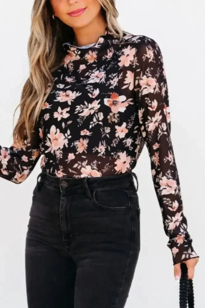 Floral Mock Neck Long Sleeve Blouse - Update AvenueTrendsi100100439352492100100439352492642fc9c0 - d2dc - 443e - b81b - e94ad987be41 - MaxBlack