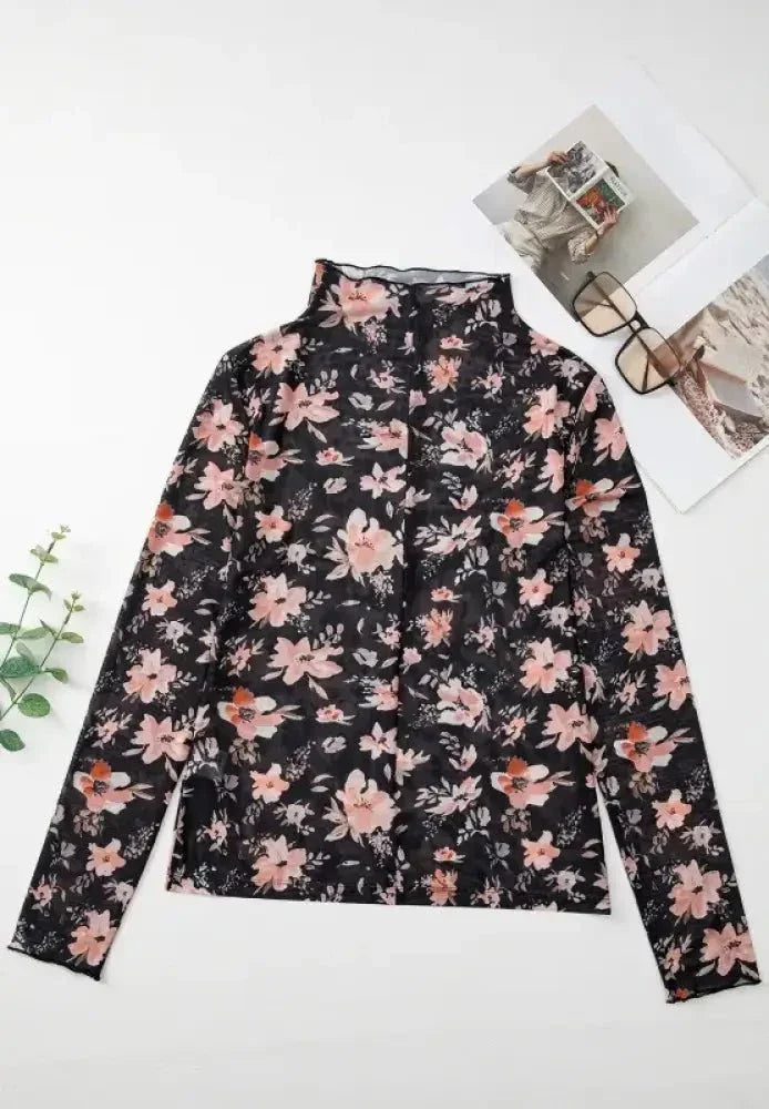 Floral Mock Neck Long Sleeve Blouse - Update AvenueTrendsi100100439352492100100439352492ed04da48 - 4f4b - 4499 - 83e5 - 00ab0d99a97b - MaxBlack
