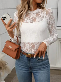 Floral Mock Neck Long Sleeve Mesh Top - Update AvenueFestival VibesTrendsi100100007571725100100007571725b1e713c2 - f906 - 4529 - 97cc - 3a5645ea5bb0 - MaxWhite Lace