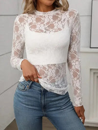 Floral Mock Neck Long Sleeve Mesh Top - Update AvenueFestival VibesTrendsi1001000075717251001000075717253bc5b69e - ef1e - 4f08 - 8442 - f984ba4b0bed - MaxWhite Lace