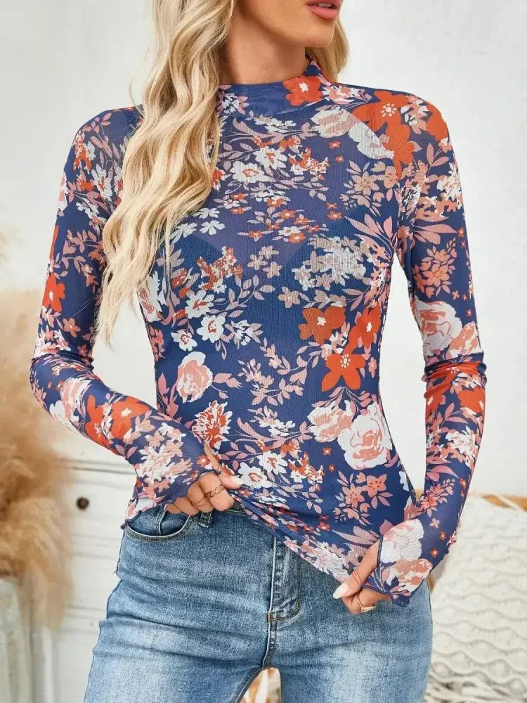 Floral Mock Neck Long Sleeve Top - Update AvenueT-ShirtsTrendsi100100964932714100100964932714be5235d8 - c1e3 - 4d6d - aec6 - 7b301a8d51fd - Max - OriginLight Indigo