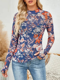 Floral Mock Neck Long Sleeve Top - Update AvenueT-ShirtsTrendsi100100964932714100100964932714a3500038 - ac7c - 4053 - 8951 - c74523b46299 - Max - OriginLight Indigo